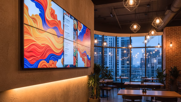 Digitales Signage-Display in Restaurant-Interieur